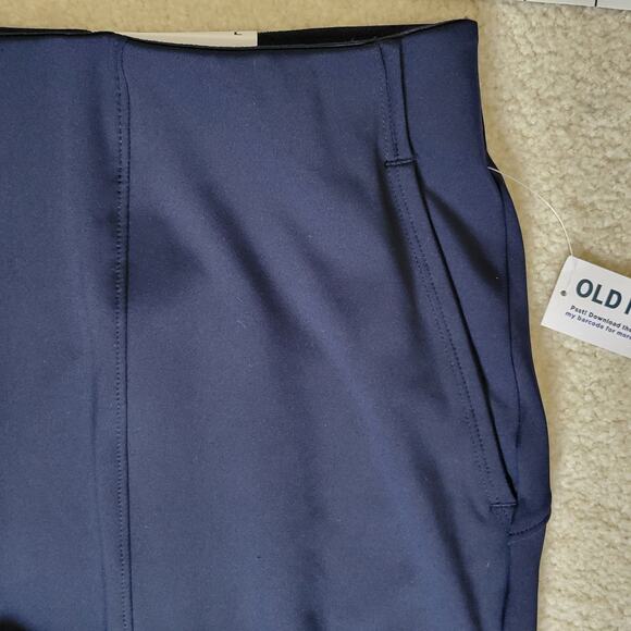 NWT Old Navy L Powersoft Go Dry Pants Wide Leg High Rise Flat Front Pull On Blue - Picture 4 of 14